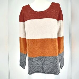 Pinque Design Studio Women's Long Sleeve Rust Stone Combo Sweater Size XL